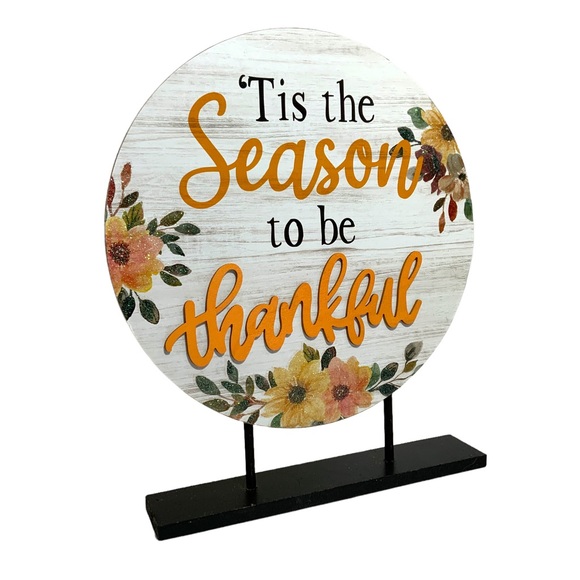 !! Sold !! Autumn Table Decor Pedestal Sign Tis The Season To be Thankful - Picture 4 of 16